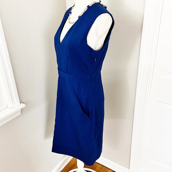 Diane von Furstenberg Blue V-neck Sheath Dress - Picture 3 of 6